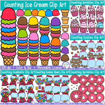 Preview of Counting Clip Art Bundle | Counting Sweets Food Clipart