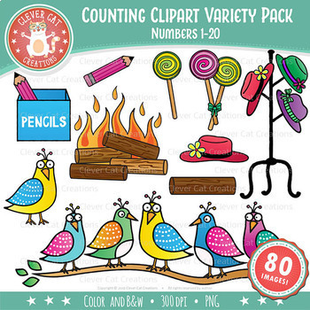 Preview of Counting Clip Art 1-20 Bundle