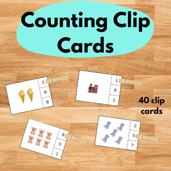 Preview of Counting Clip Cards Preschool Printable Flash Cards 1-10 Montessori Homeschool