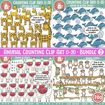 Preview of Counting Clipart 0-20 Bundle: Animals 2