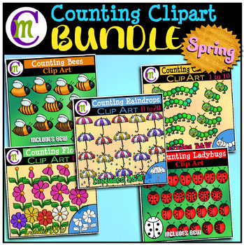 Preview of Counting Clipart BUNDLE Spring