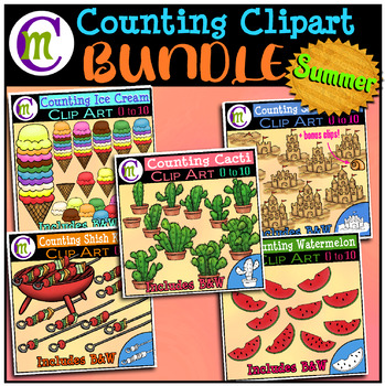 Preview of Counting Clipart BUNDLE Summer