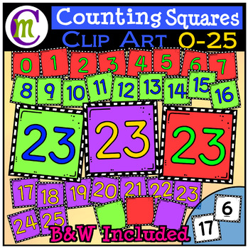 Preview of Counting Clipart Squares 0-25