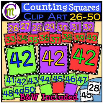 Preview of Counting Clipart Squares 26-50