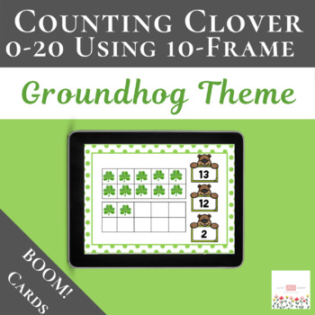 Preview of Counting Clover 0-20 using 10-Frame with Boom Cards™ | Digital 