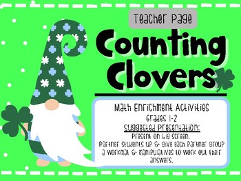 Preview of Counting Clovers:  St. Patrick's Day Themed Math Enrichment Tasks Grades 1-2