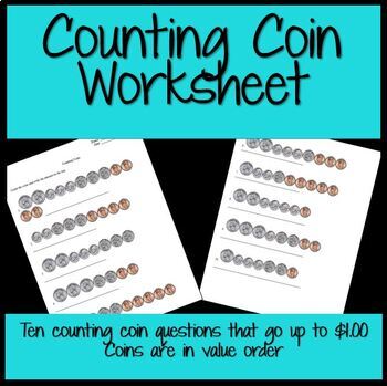 Preview of Counting Coin Worksheet (Penny-Quarter) for Primary grades or Special Education