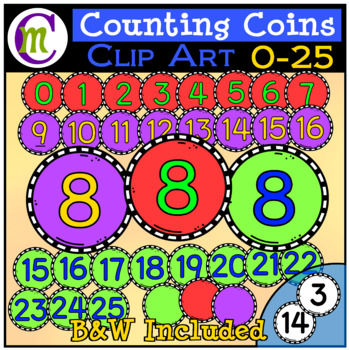 Preview of Counting Coins Clipart 0-25