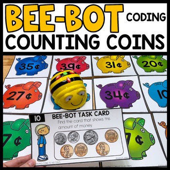Preview of Bee Bot Printables Counting Coins First Grade Money Coding Activities 2nd Grade