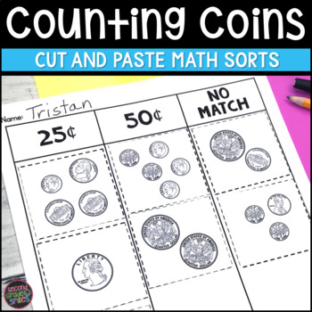 Preview of Coin Counting Worksheets - Counting Coins Practice - Centers