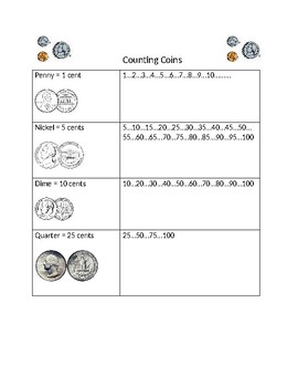 Preview of Counting Coins Desk Helper