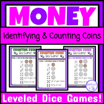 Preview of Identifying and Counting Coins Dice Games Special Education Life Skills Money