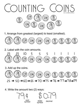 Preview of Counting Coins Graphic Organizer