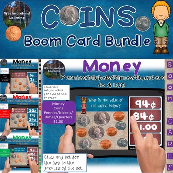 Preview of Distance Learning Counting Coins Money Digital Boom Cards 5 Decks