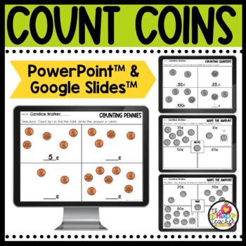 Preview of Counting Coins Money Worksheets Digital Activities