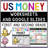 Counting Coins Money Worksheets and Google Slides (TM) BUNDLE