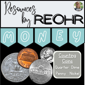 Preview of Counting Coins (Money) with Visuals, Task Cards, Matching, and Reference Charts