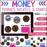Counting Coins: Pennies, Nickels, & Dimes BOOM Cards | Mon