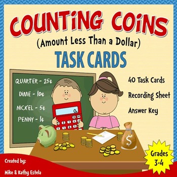 Preview of Money Task Cards {Counting Coins with Amount Less Than a Dollar}