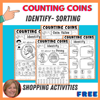 Preview of Counting Coins Worksheet | Counting mixed coins | Identify, Shopping Activities