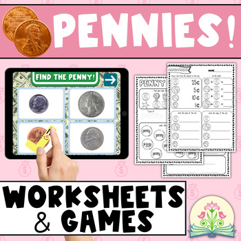 Preview of Counting Coins Worksheets, Coin Identification, Money Word Problems & Games, Mat