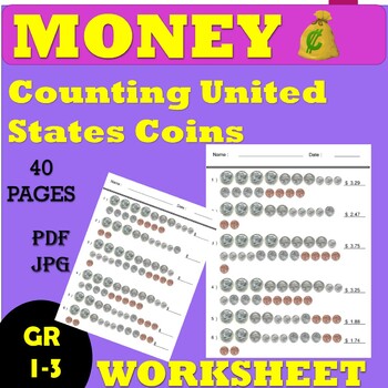Preview of Counting Coins Worksheets (Pennies, Nickels, Dimes,Quarter,Half)-Money Counting