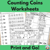Counting Coins Worksheets ~ Quarters, Dimes, Nickels and Pennies
