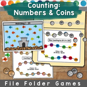Preview of Counting and Coins File Folder Games