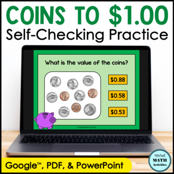 Preview of Counting Coins to $1.00 Digital Practice Activity