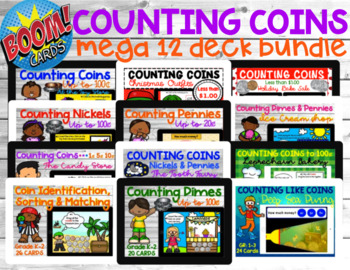 Preview of Counting Coins up to $1 | Mega Bundle of 14 DECKS (BOOM CARDS)