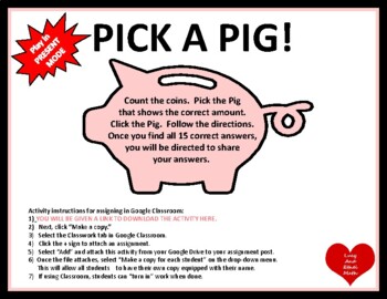 SLIDES Counting Coins up to $1 PICK a PIG Pick and Click Slides
