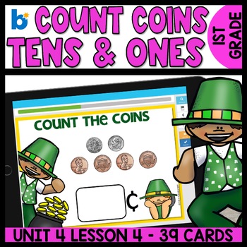Preview of Counting Dimes & Pennies Counting Coins Boom Cards Tens & Ones Place Value Math