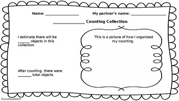 Preview of Counting Collection Recording Sheet