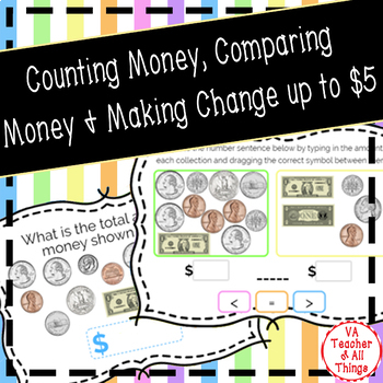 Preview of Counting & Comparing Money & Making Change up to $5 Boom Cards SOL 3.6