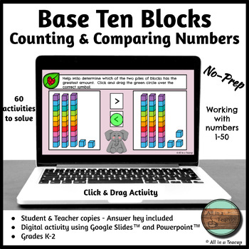 Preview of Counting Comparing Numbers Base Ten Blocks Digital Activity 