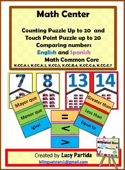 Preview of Counting and Comparing Numbers Puzzle Bilingual Stars Mrs Partida