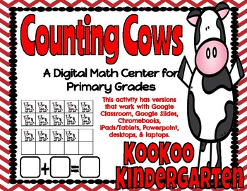 Preview of Counting Cows (Teen Numbers)-Google Classroom & Distance Learning