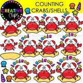 Counting Crab and Seashells Clipart: Summer Counting and M