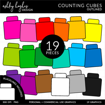Preview of Counting Cubes Clipart - Outlined
