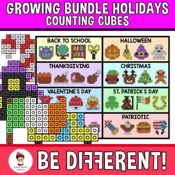 Preview of Counting Cubes Snap Blocks Holiday Clipart Patriotic 4th July Bundle