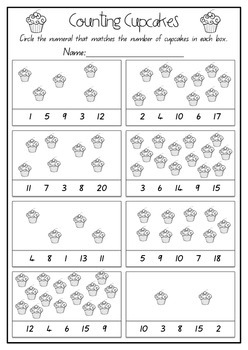 Counting Cupcakes Worksheet by Paint the Rainbow | TpT