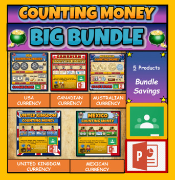 Preview of Counting Currency & Money: Big Bundle: 5 Google Slides Presentations