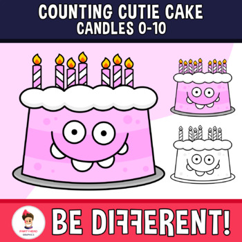 Preview of Counting Cutie Cake Candles Clipart 0-10 Math Basic Operations Food Birthday