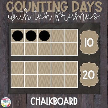 Preview of Counting Days of School | Ten Frames | Chalkboard Theme