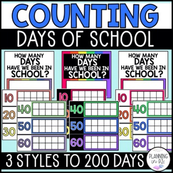 Preview of Counting Days of School Using Ten Frames Bright Colors and Polka Dots
