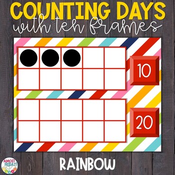 Preview of Counting Days of School | Ten Frames | Rainbow Theme