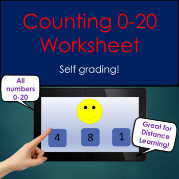 Preview of Counting Digital Worksheet for Kindergarten No Prep distance learning