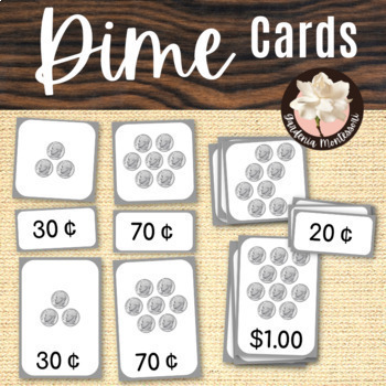 Preview of Counting Dimes Cards Skip Counting Coins - Montessori Money Counting Like Coins