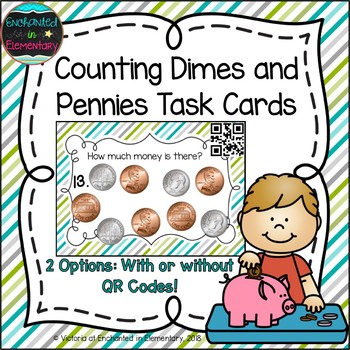 Preview of Counting Dimes and Pennies Task Cards