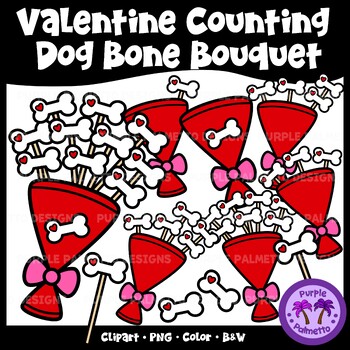 Preview of Counting Dog Bone Bouquet Clipart {Valentine's Day}